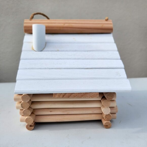 Handmade Lincoln Logs Birdhouse Bird House Garden Decor Insect Hotel 7.7" x 5.9" - Picture 2 of 9